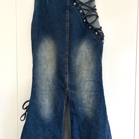 Dolls Kill Current Mood Misunderstood Tendencies Maxi Denim Skirt Size XXS - Picture 9 of 16